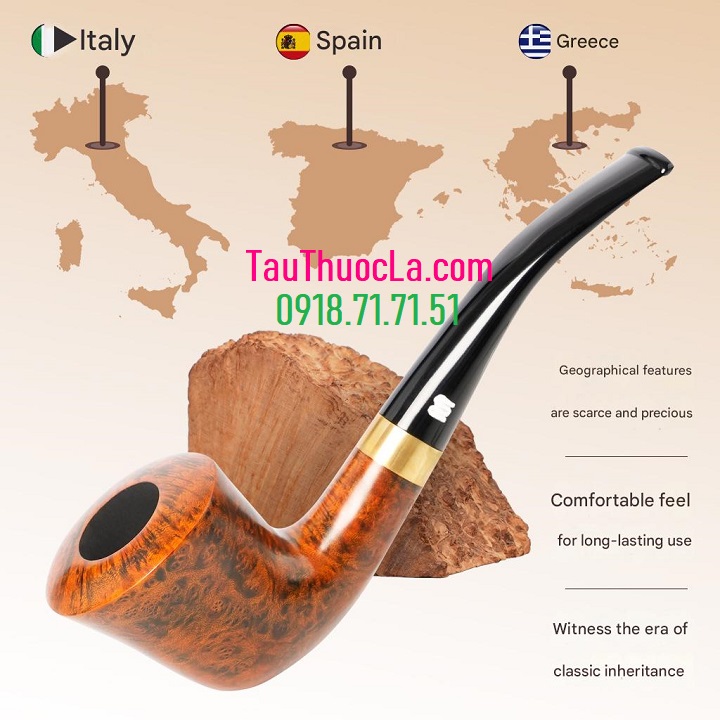 tẩu pipe hút thuốc lá sợi gỗ thạch nam nhập khẩu cao cấp MX-777 kiểu zulu